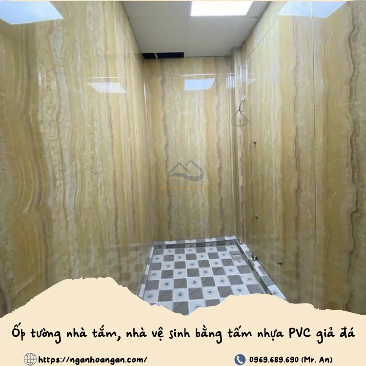 Ốp Tường Nhà Tắm, Nhà Vệ Sinh Bằng Tấm Nhựa PVC Vân Đá